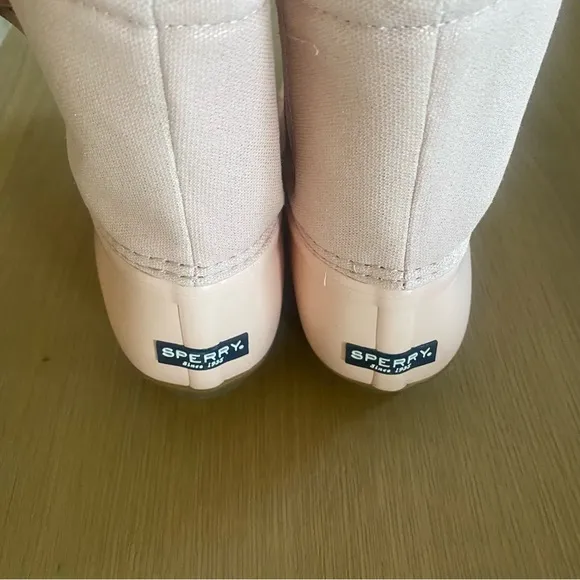 New Sperry Saltwater Waterproof Duck Booties, Girls, Blush Sz 5 Youth