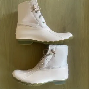 New Sperry Saltwater Waterproof Duck Booties, Girls, Blush Sz 5 Youth