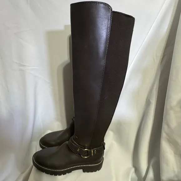 New Tommy Hilfiger Women’s Jiola Lug Sole Knee High Brown Riding Boot Size 6M