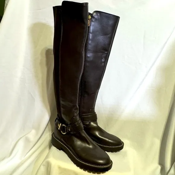 New Tommy Hilfiger Women’s Jiola Lug Sole Knee High Brown Riding Boot Size 6M