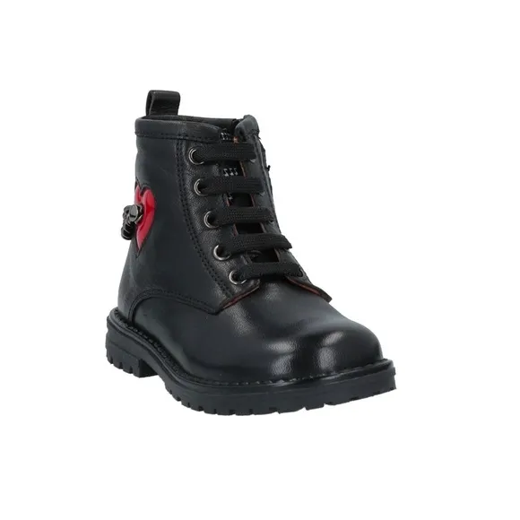 NIB! Nero Giargini Black leather Boots w red heart and chain. Size 7C Toddler.