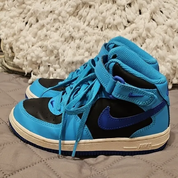 Nike Air Force 1 Blue and Black High-Top Sneakers