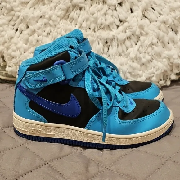 Nike Air Force 1 Blue and Black High-Top Sneakers
