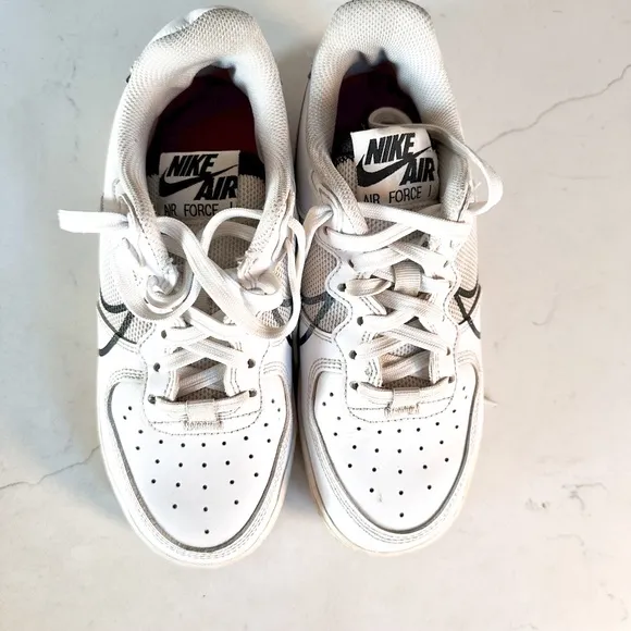 Nike Air Force 1 React D/MS/X White Black Red Sneakers CD4366-100 Youth Size 4.5