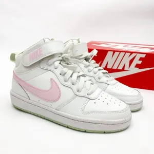 Nike Court Borough Mid 2 GS Summit White Pink Foam High Top Sneakers