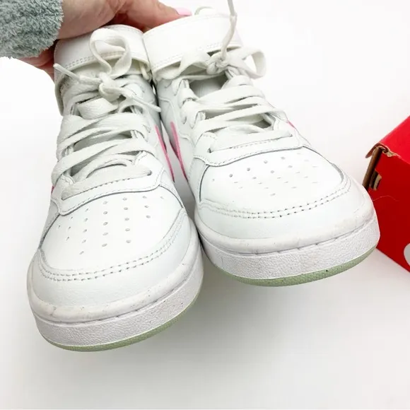 Nike Court Borough Mid 2 GS Summit White Pink Foam High Top Sneakers