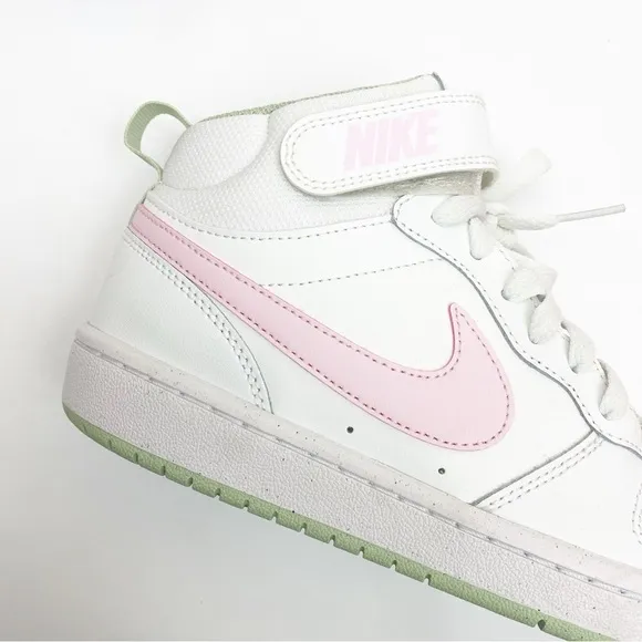 Nike Court Borough Mid 2 GS Summit White Pink Foam High Top Sneakers