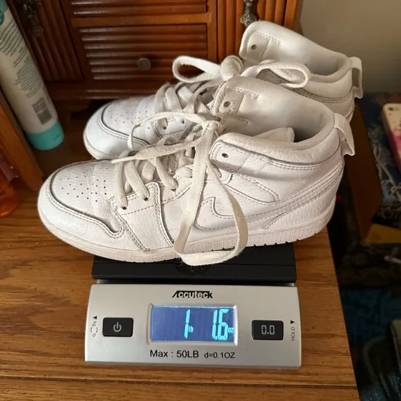Nike Jordan 1 Mid Triple White Sneakers 640734-126 Youth Size 2