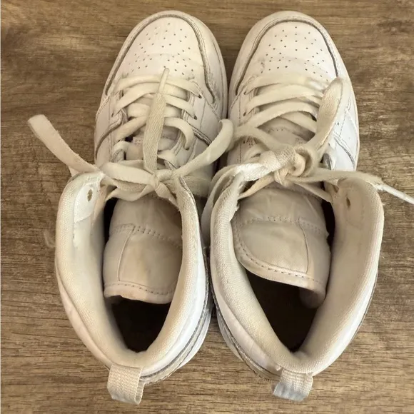 Nike Jordan 1 Mid Triple White Sneakers 640734-126 Youth Size 2