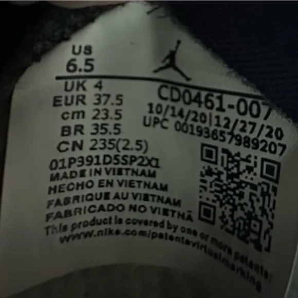 Nike Jordan 1 Panda High Top Sneakers 6.5 Y Black White