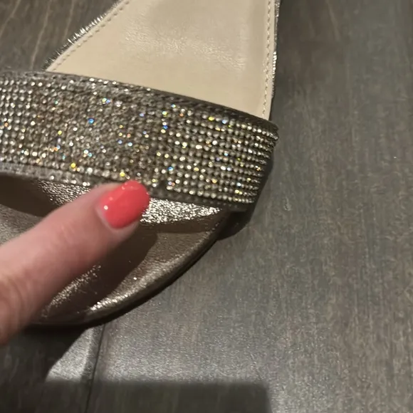 NINA New York Novia Bronzette Wedges, size 8.5 rhinestones, sparkly UGC with box