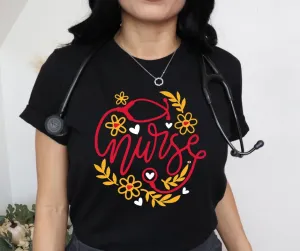 Nurse Stethoscope KC Colors Black Tee