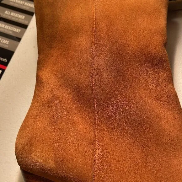 NWOT Something Navy Brown Milo Suede Ankle Sock Boots size 8.5
