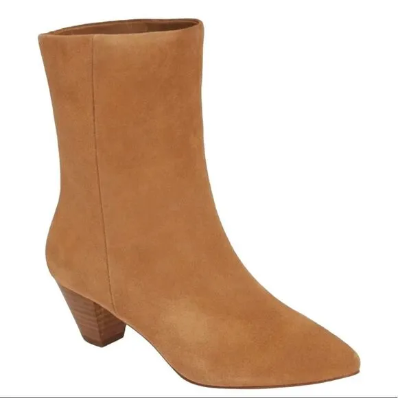 NWOT Something Navy Brown Milo Suede Ankle Sock Boots size 8.5