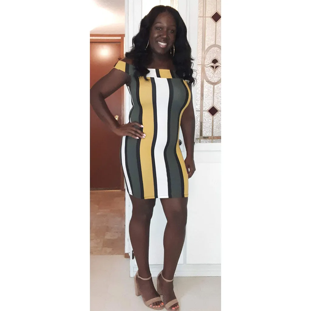 Off Shoulder Colorblock Dress