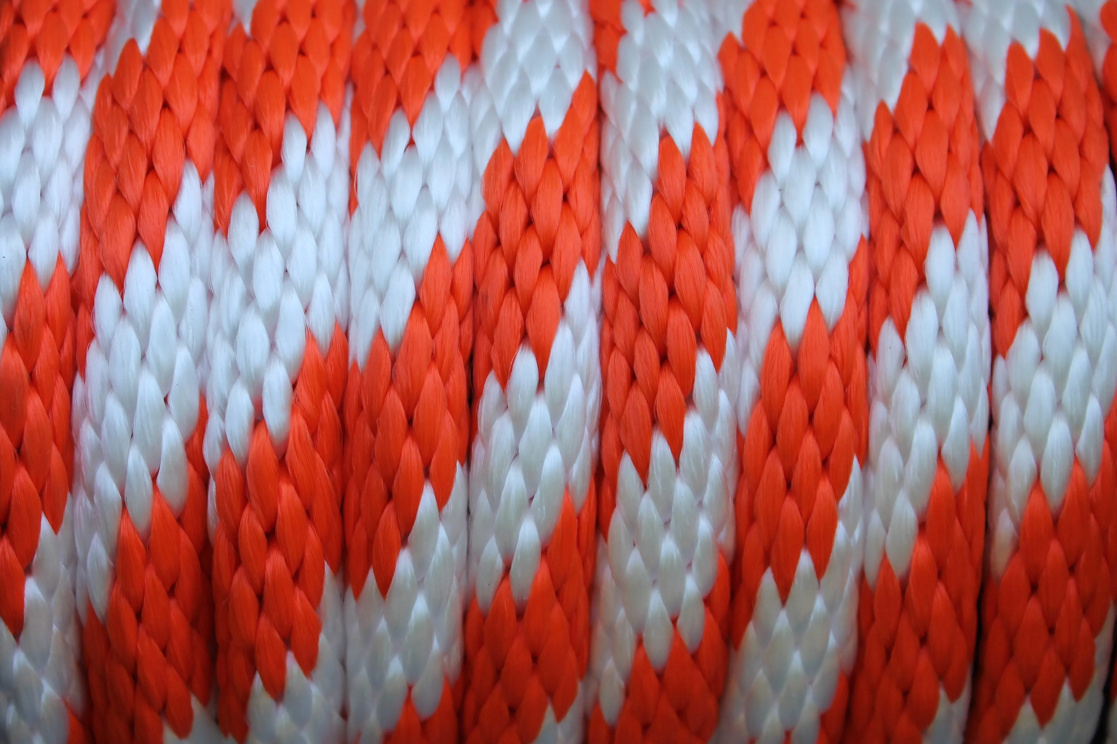 Orange and White Solid Braided Multifilament Polypropylene Rope