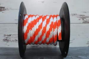 Orange and White Solid Braided Multifilament Polypropylene Rope