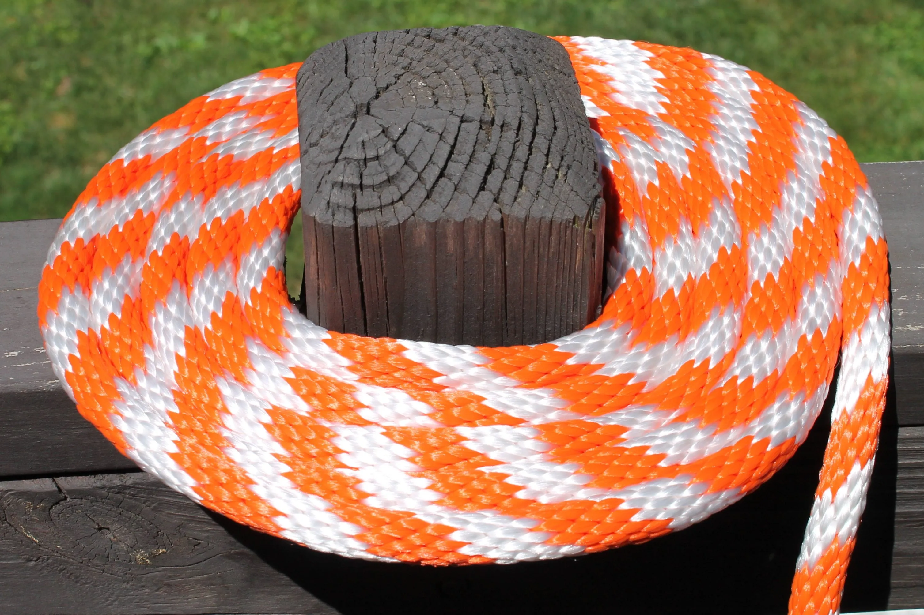 Orange and White Solid Braided Multifilament Polypropylene Rope