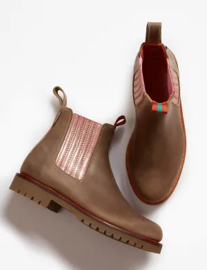 Oscar Leather Boot - Khaki/Tea Rose