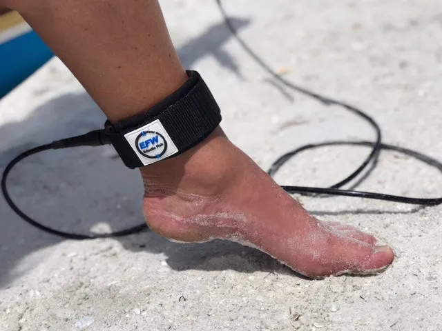 Padded Ankle Leash for Surfboard, Paddleboard, SUP, 6ft Black