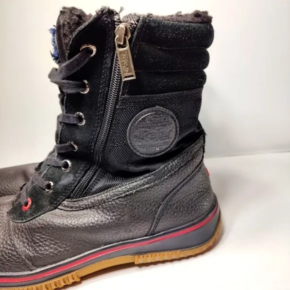 Pajar Canada trooper Waterproof Winter Fur Lined Black Red Men's Boot Sz 11-11.5