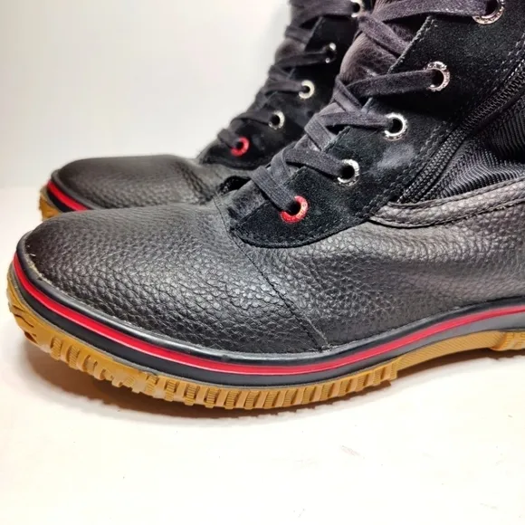 Pajar Canada trooper Waterproof Winter Fur Lined Black Red Men's Boot Sz 11-11.5