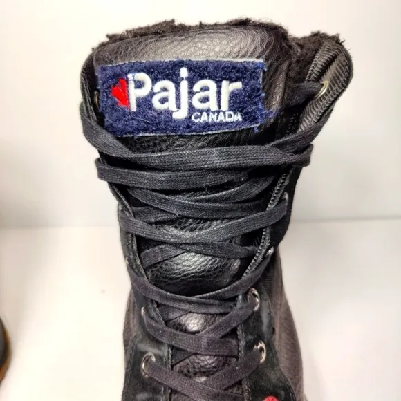 Pajar Canada trooper Waterproof Winter Fur Lined Black Red Men's Boot Sz 11-11.5