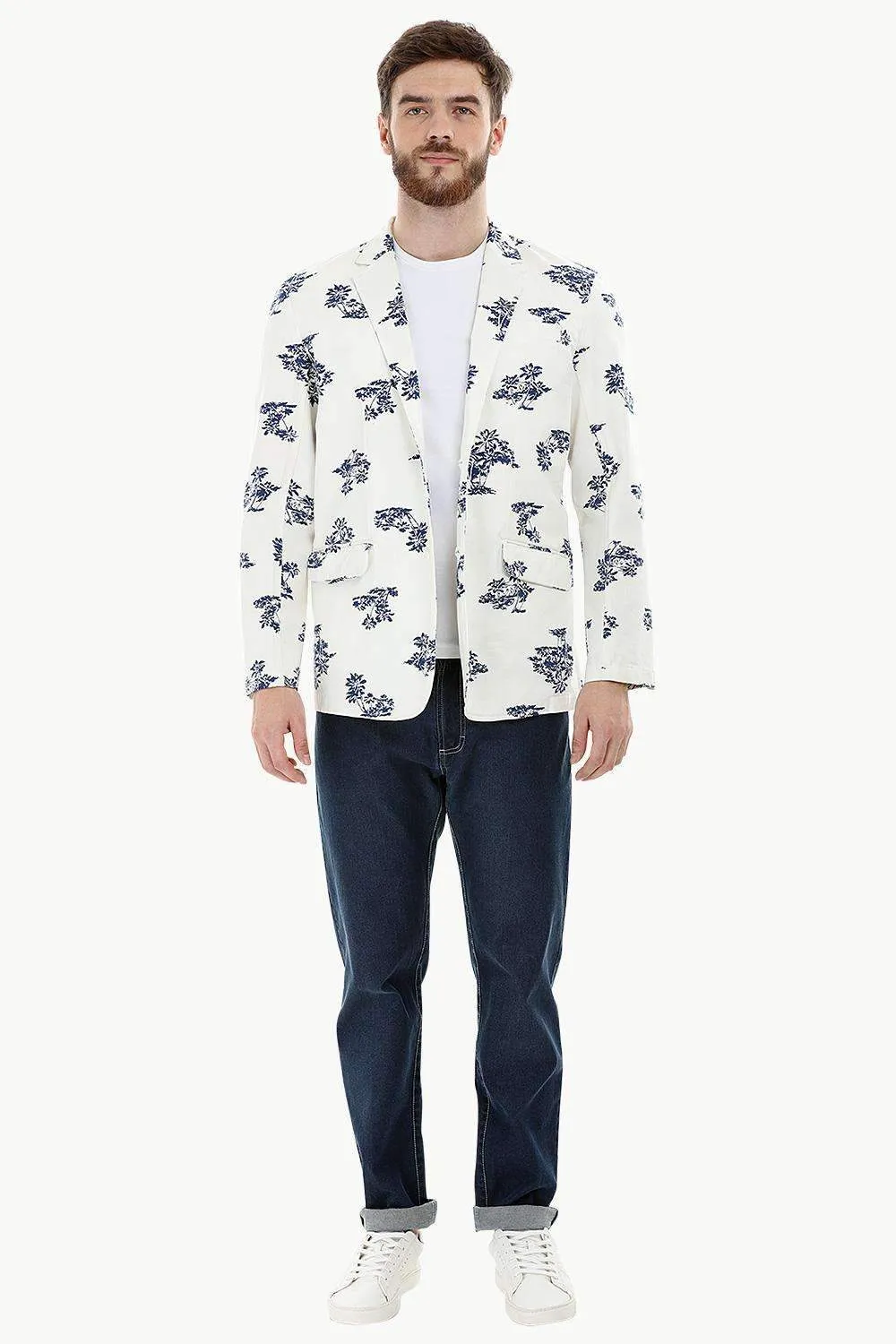 Palm Tree Print Summer Blazer