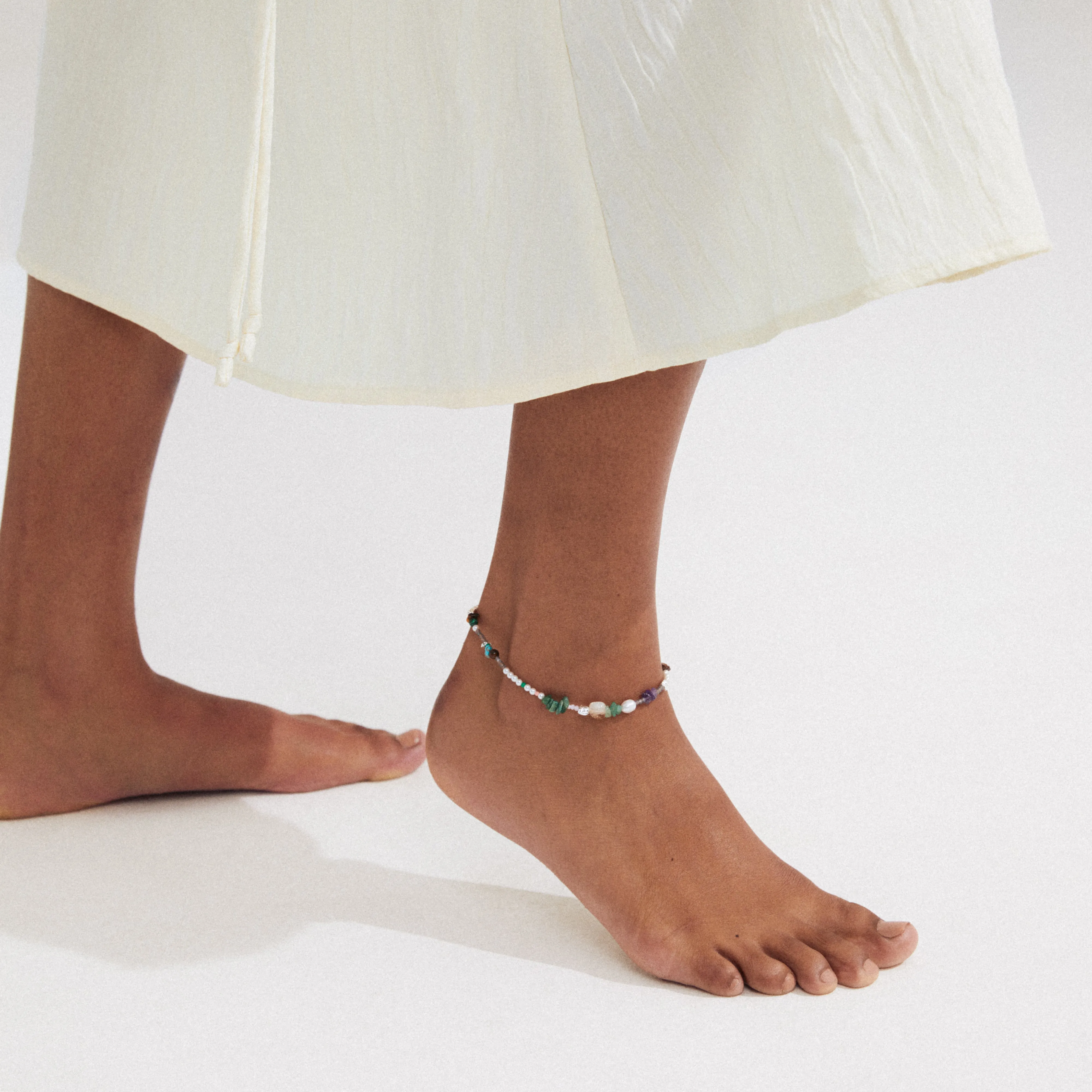 Pilgrim Force Silver Multi Bead Anklet