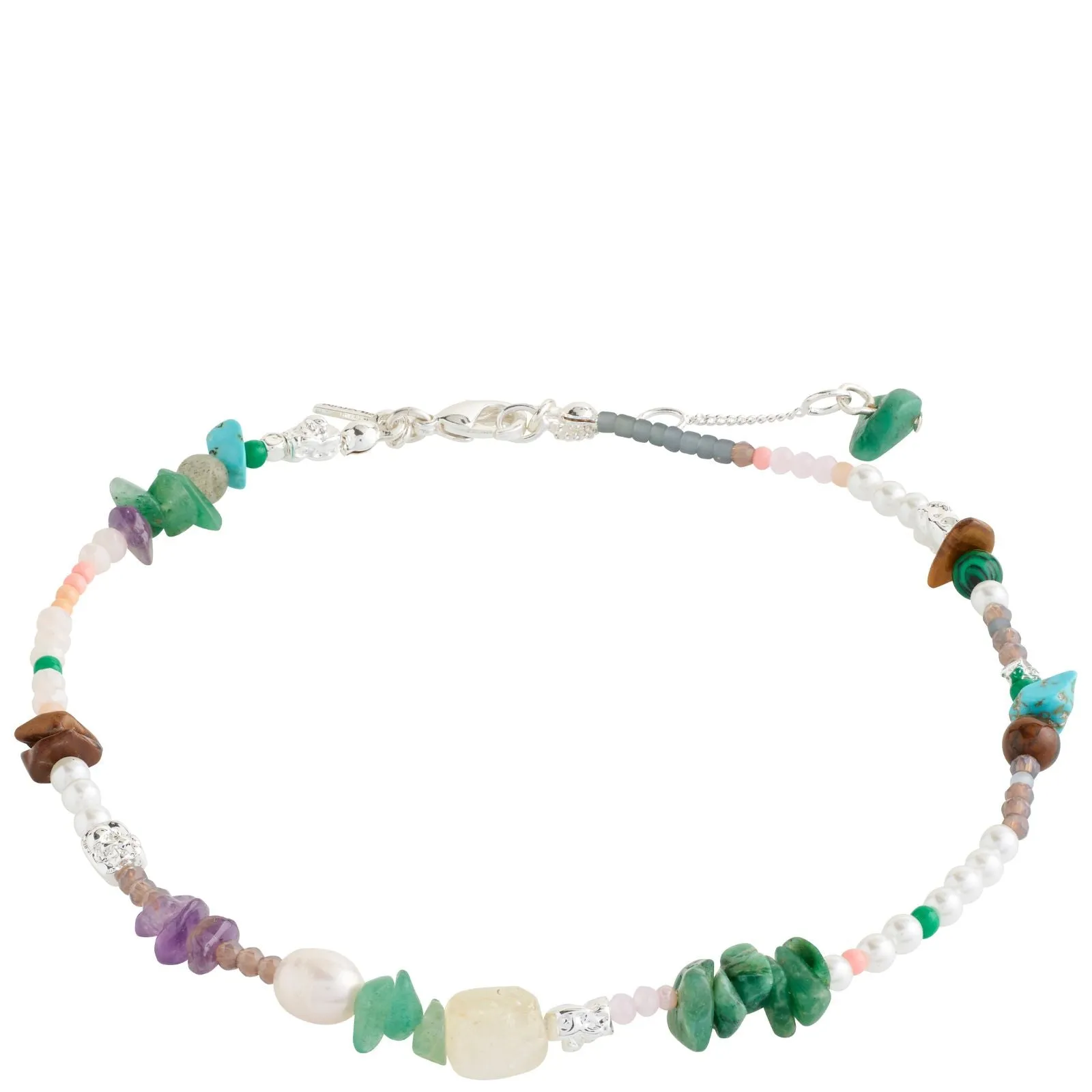 Pilgrim Force Silver Multi Bead Anklet
