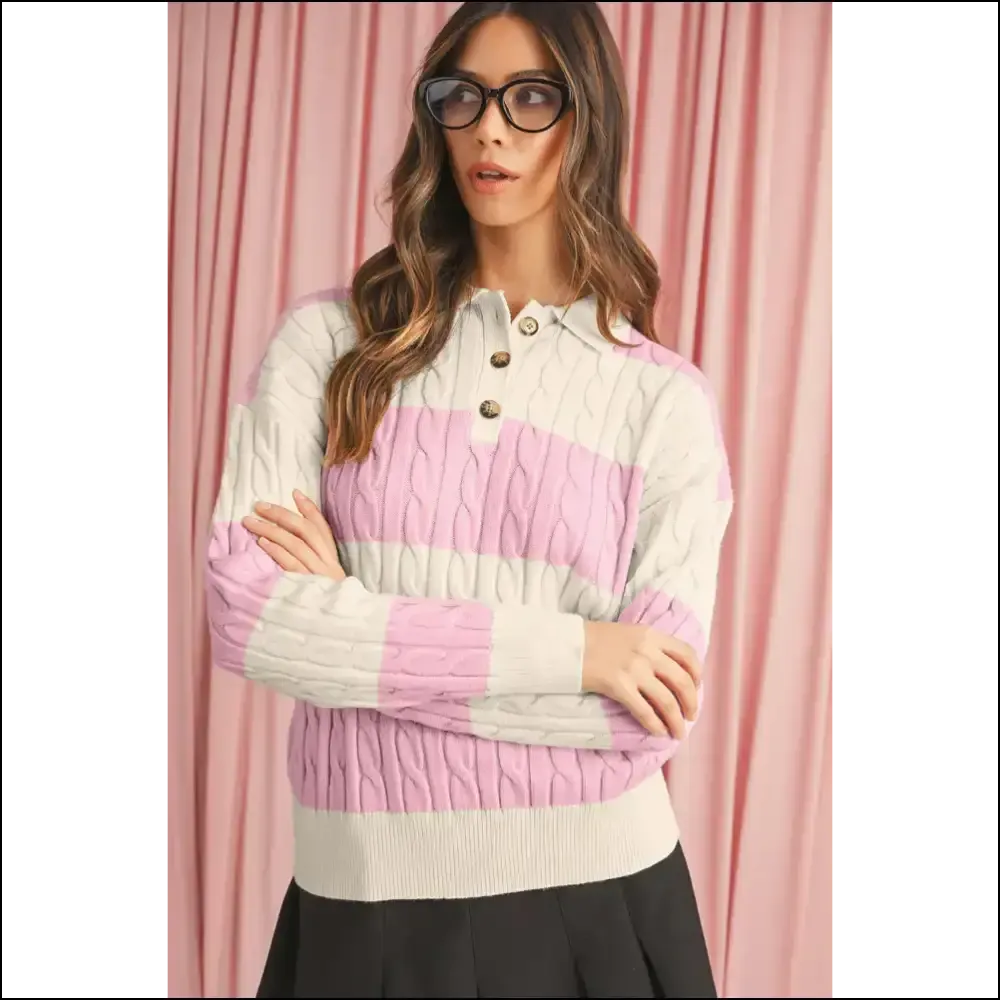 Pink Colorblock Cable Knit: Sweater so Good, It's  Needful Things