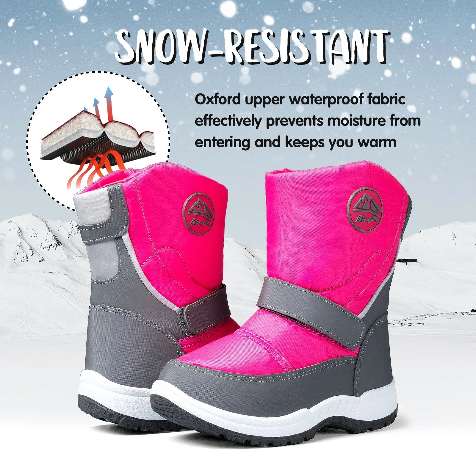 Pink/Purple Mountain Icons Insulated Waterproof Snow Boots