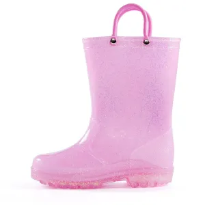 Pink/Purple/Silver Glitter Rubber Rain Boots