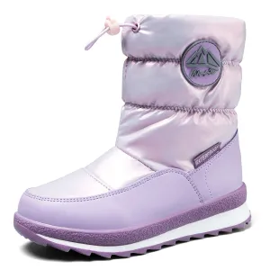 Pink/Purple/White Glossy Winter Waterproof Snow Boots