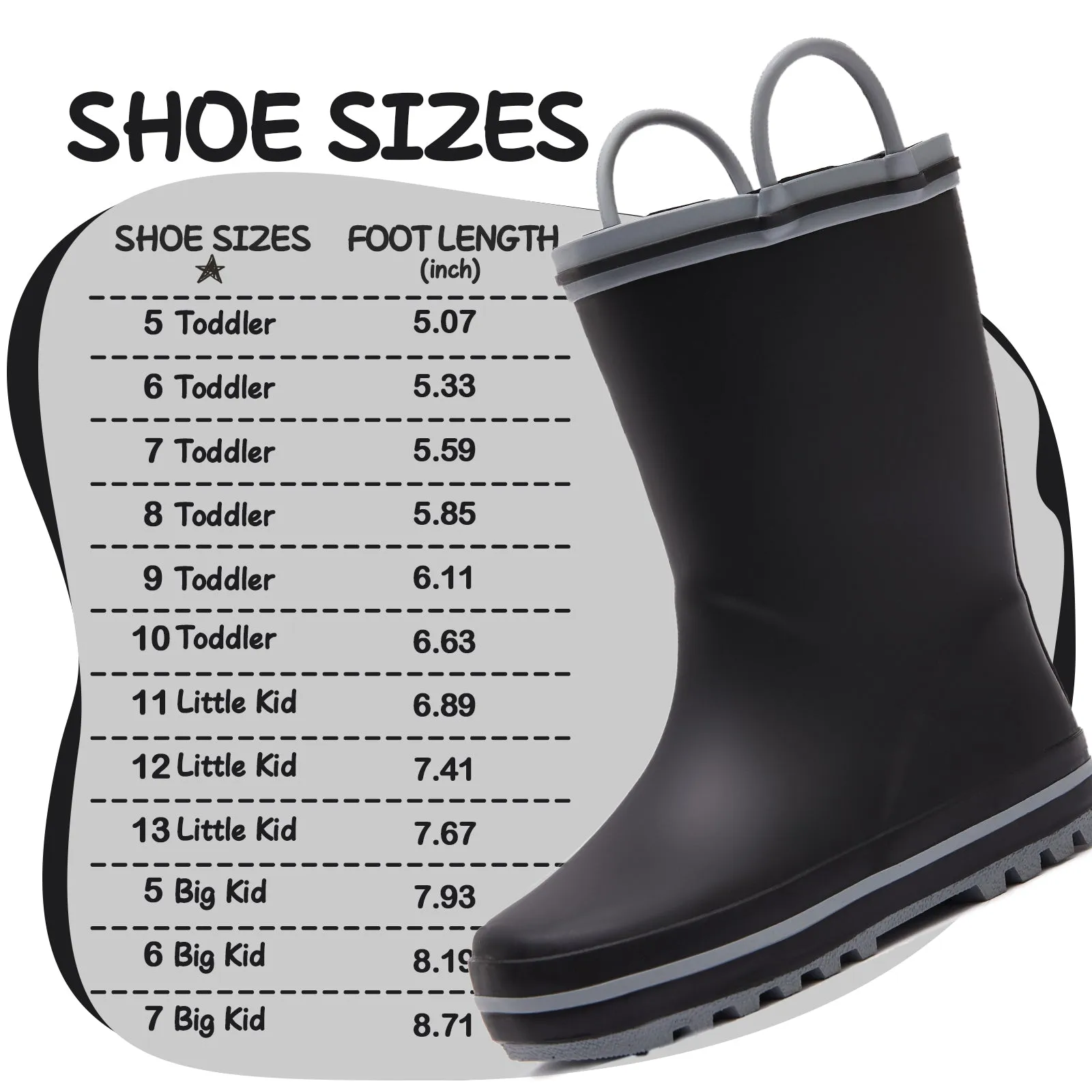 Plain Black Matte Waterproof Rubber Rain Boots