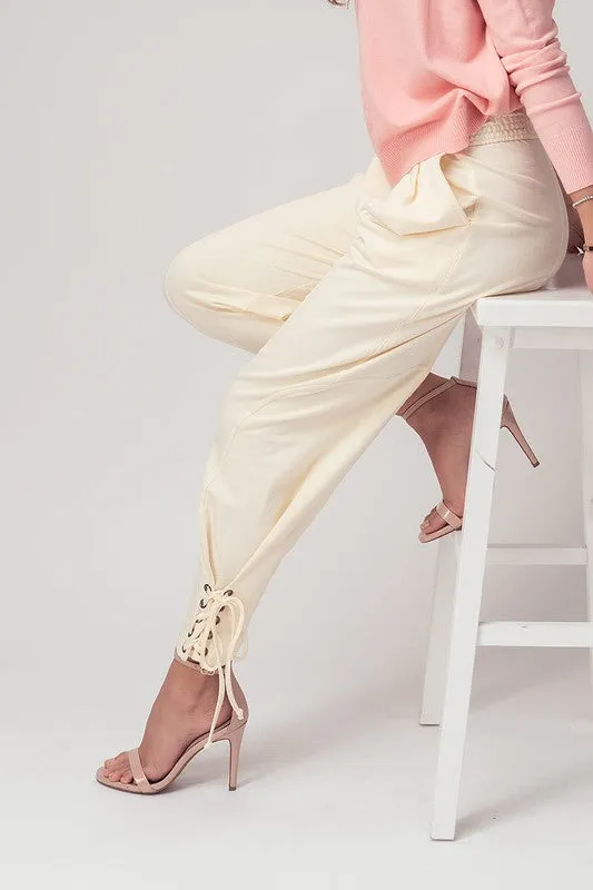 Pleated Lace Up Ankle Pants