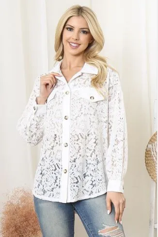 Plus White Lace Top
