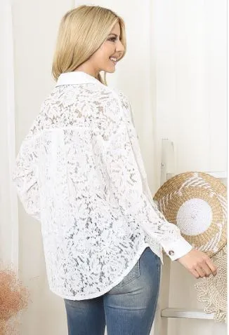 Plus White Lace Top
