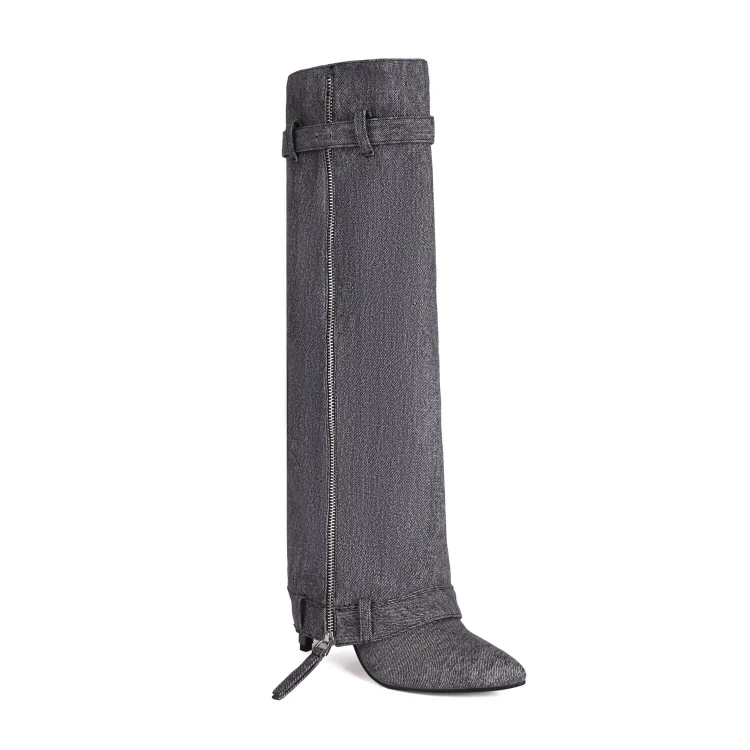 Pointed Denim Shark Boots Hip Hop Dance Boots