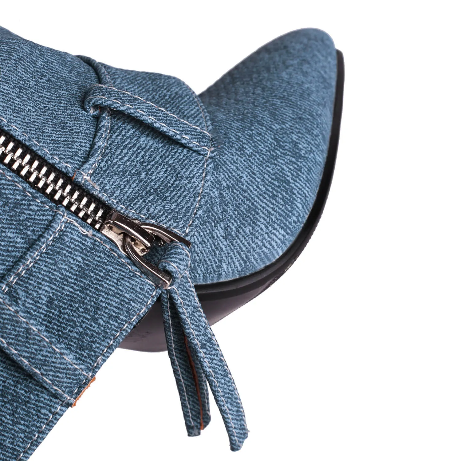 Pointed Denim Shark Boots Hip Hop Dance Boots