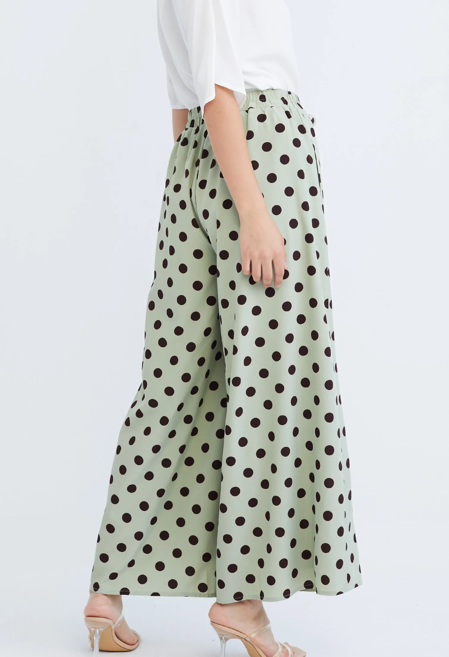 Polka Dot Tie Front Palazzo Pants