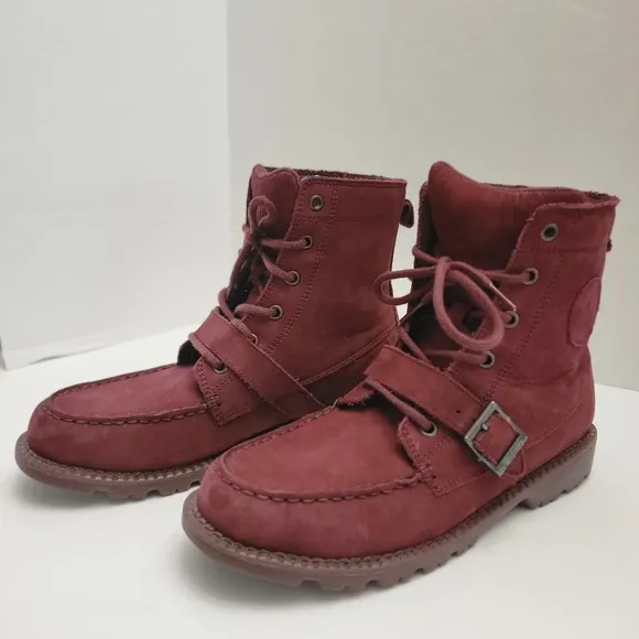 Polo Ralph Lauren Radbourn burgundy suade boots size boys 6.5
