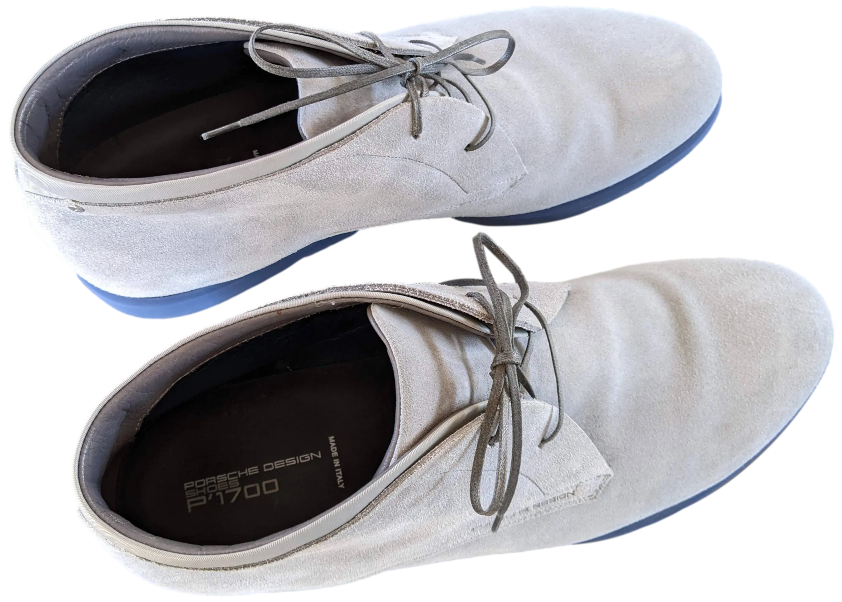 Porsche Design Grey Suede with Blue Sole P'1700 Men Lace Up Shoes Boots Sz44