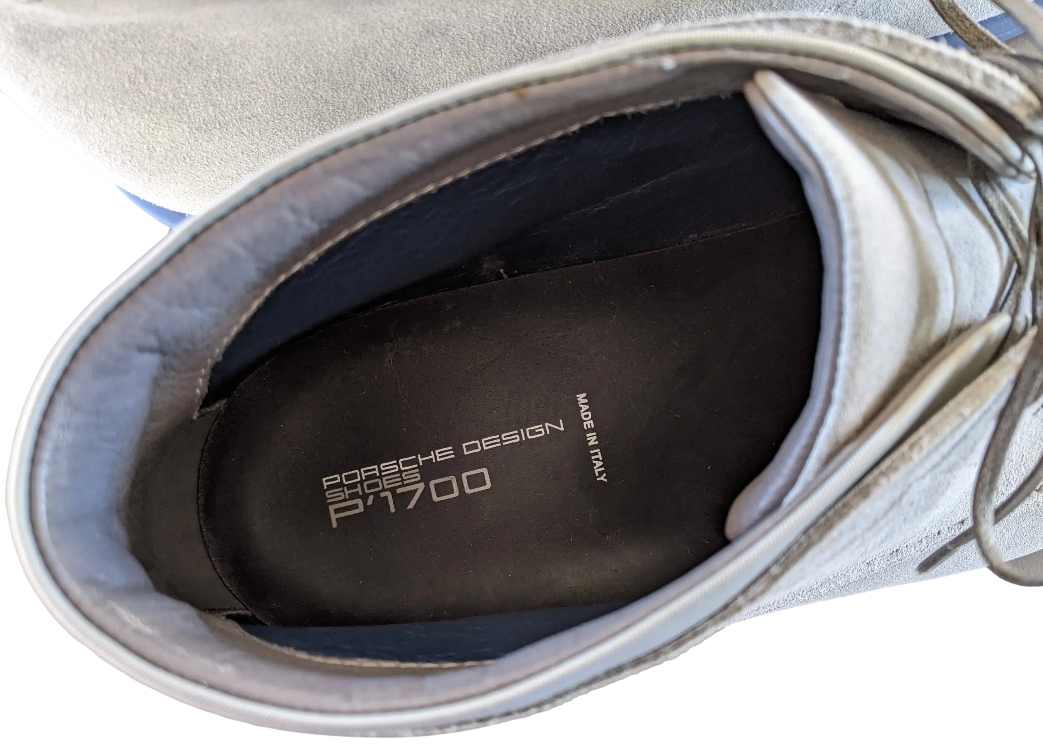 Porsche Design Grey Suede with Blue Sole P'1700 Men Lace Up Shoes Boots Sz44