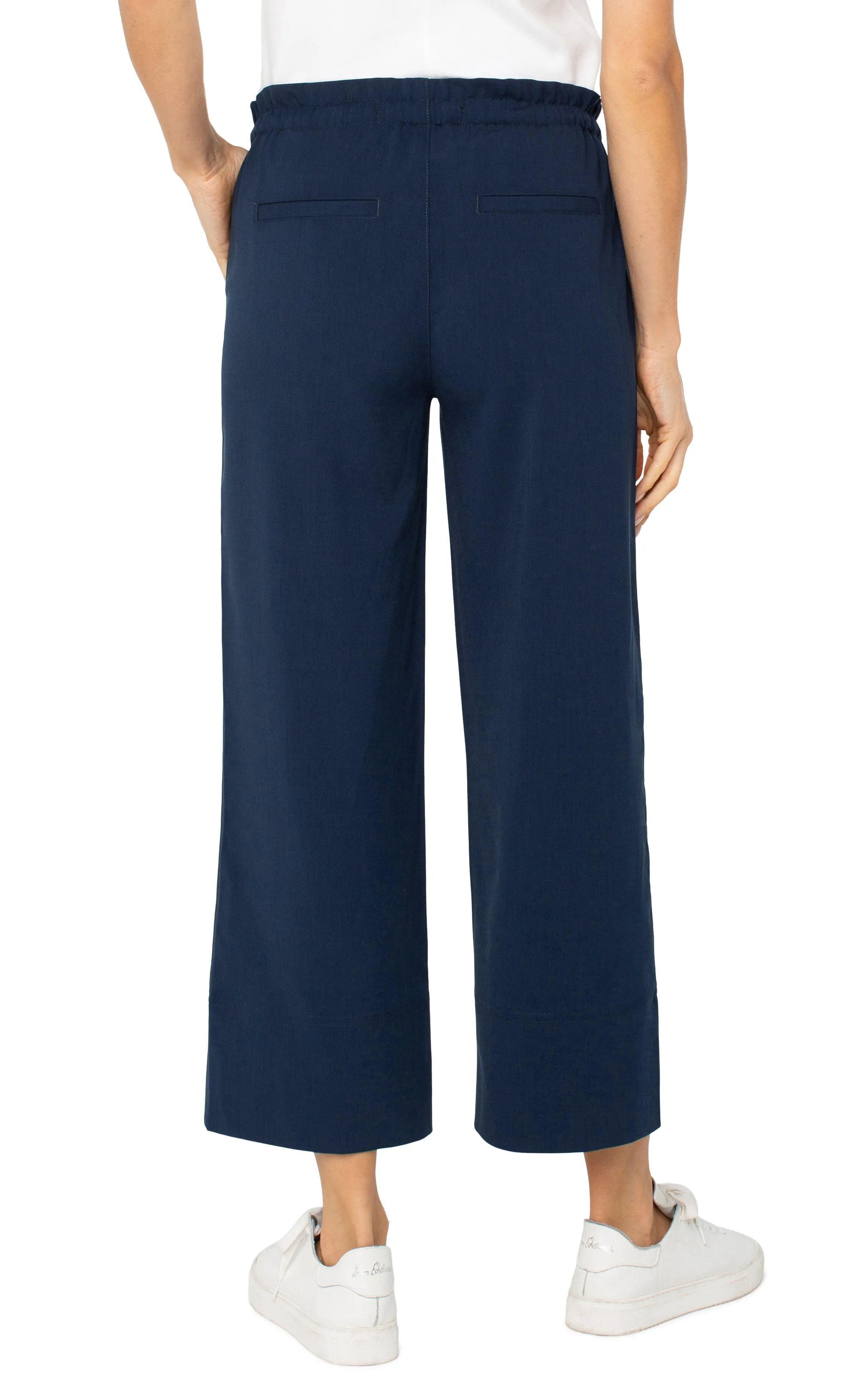 Pull on Tie Waist Wide Leg Ankle