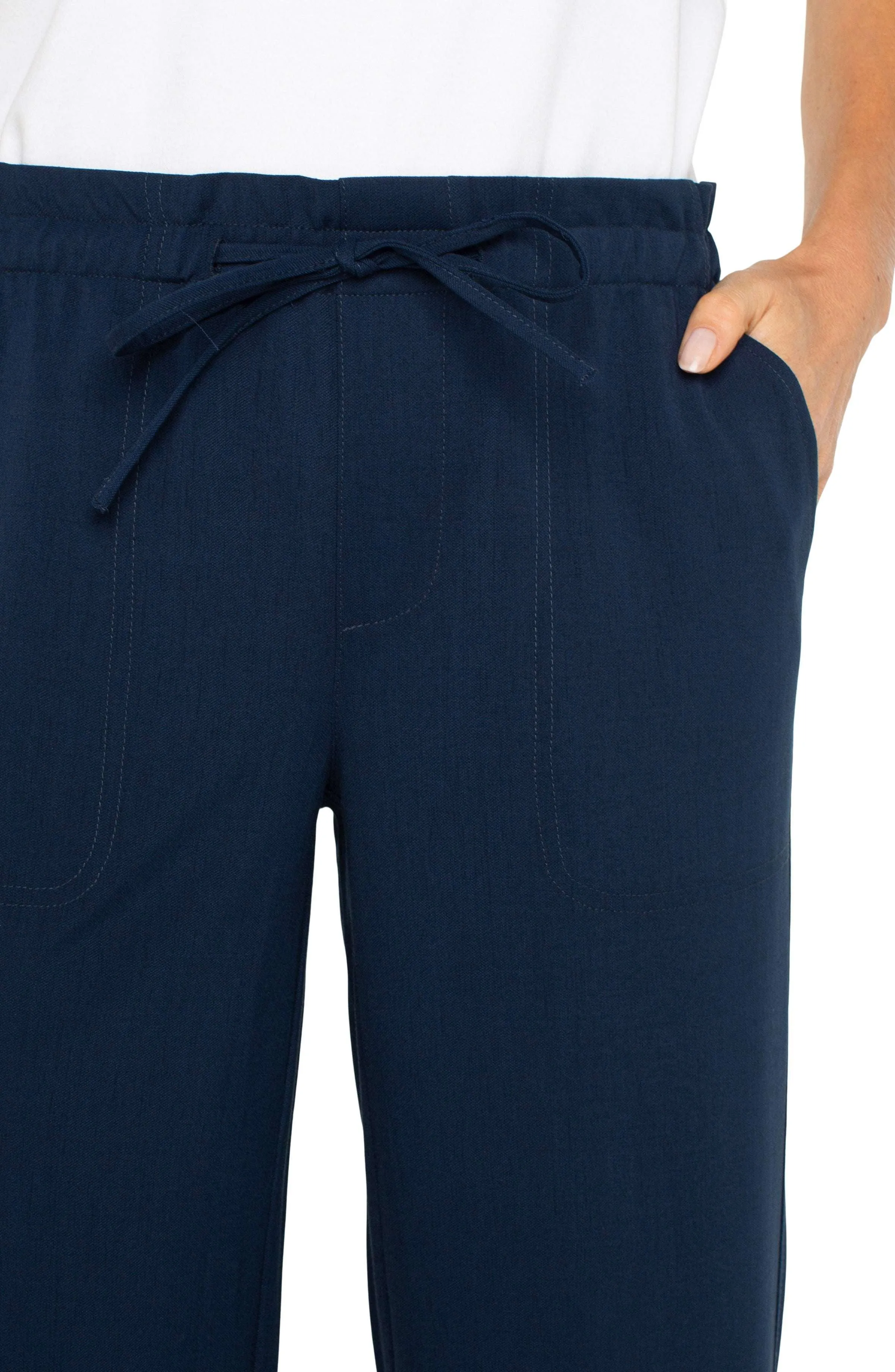 Pull on Tie Waist Wide Leg Ankle