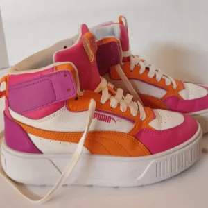 PUMA Karmen Rebelle Chunky Platform Sneaker Orange Hot Pink Neon Big Girl Sz 4