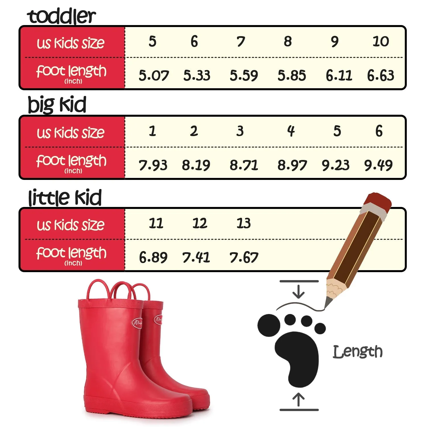 Pure Red Waterproof Rubber Rain Boots
