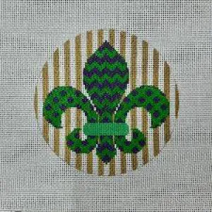 Purple & Green Fleur de Lis