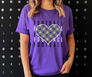 Purple Kansas Football Heart Repeat Purple Graphic Tee